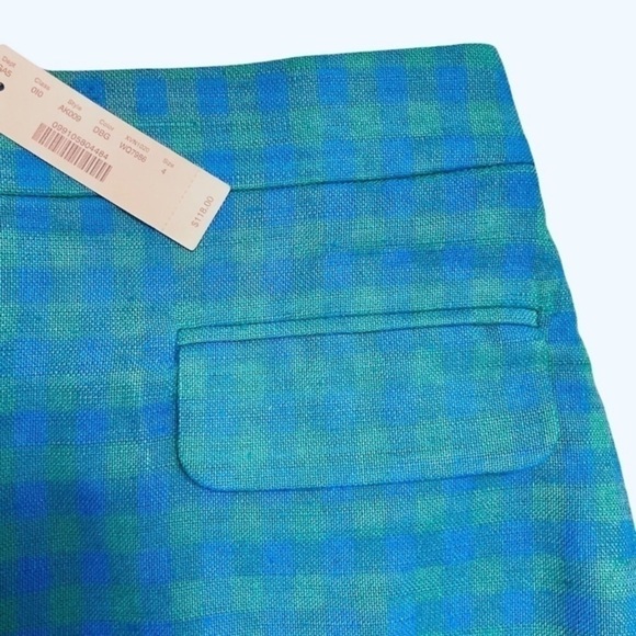 NWT J. CREW COLORFUL GINGHAM FRONT FLAP POCKET SKIRT IN DEEP BLUES GINGH… - Picture 5 of 7